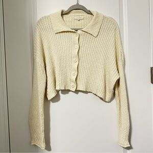 La Hearts by Pac Sun cream cropped long sleeve cardigan Size Small